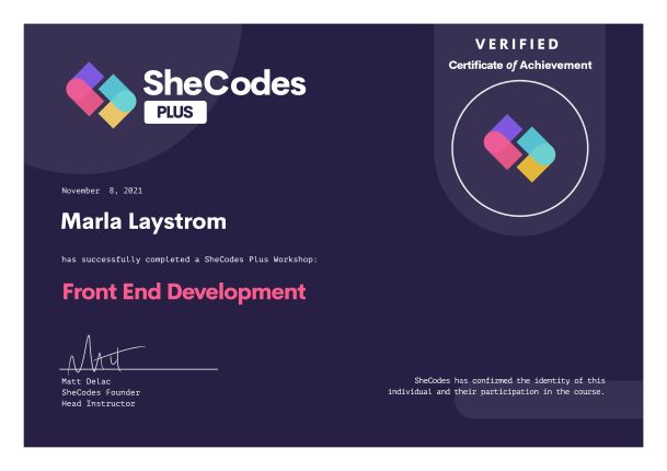 Front-End Development Certificate